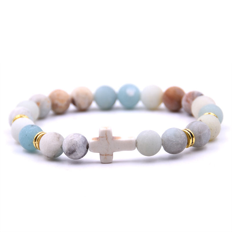 Stone White Turquoise Cross Bracelet (Multi-color)
