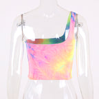 Tie-Dye One-Shoulder Sexy Crop Top Tank