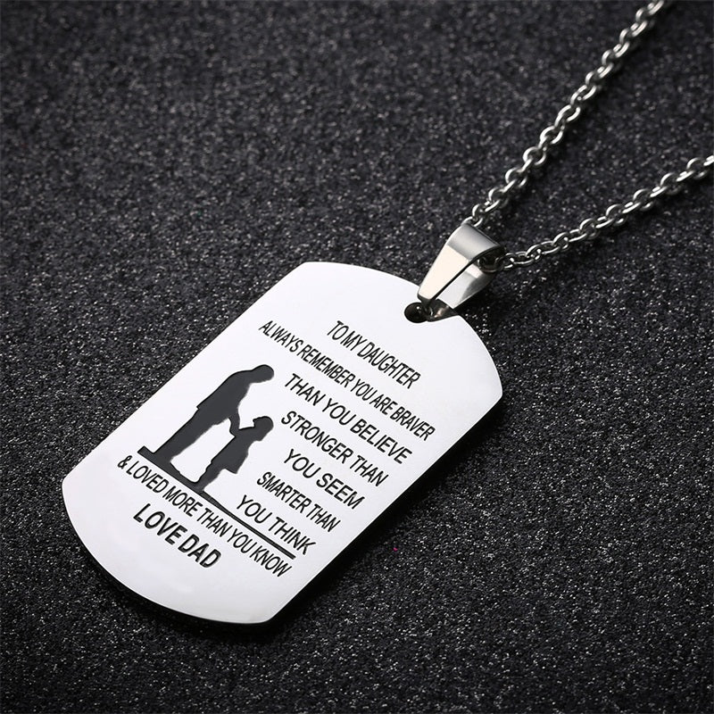 Stainless Steel Dog Tag Necklace with Letter Design