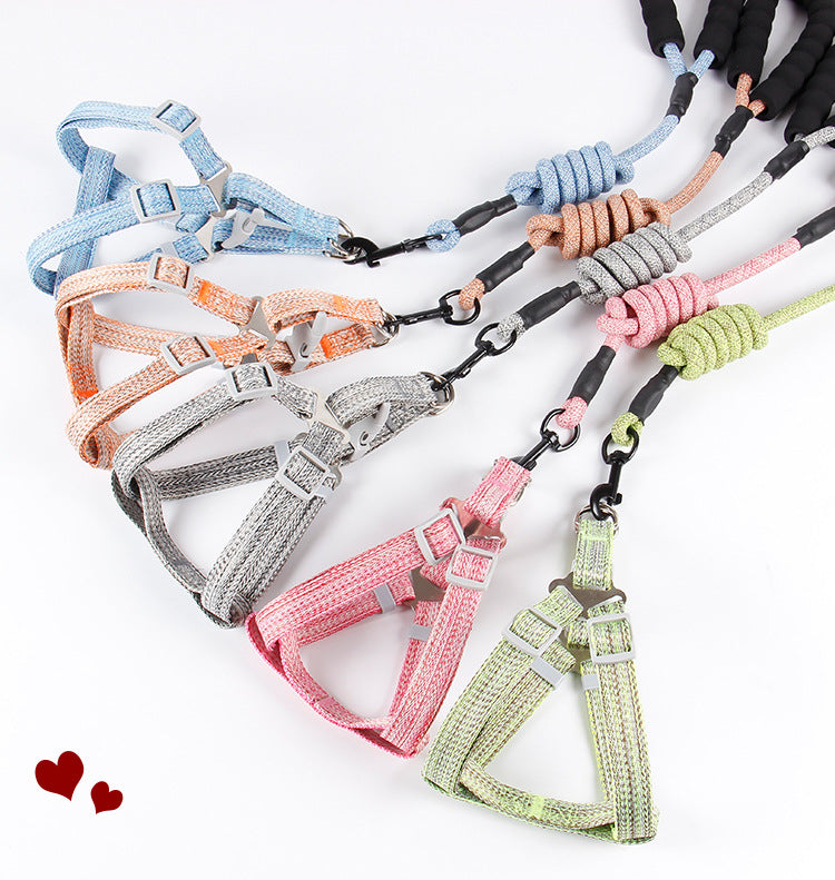 Nylon Fashion Pet Leash with Chest Strap and Chain