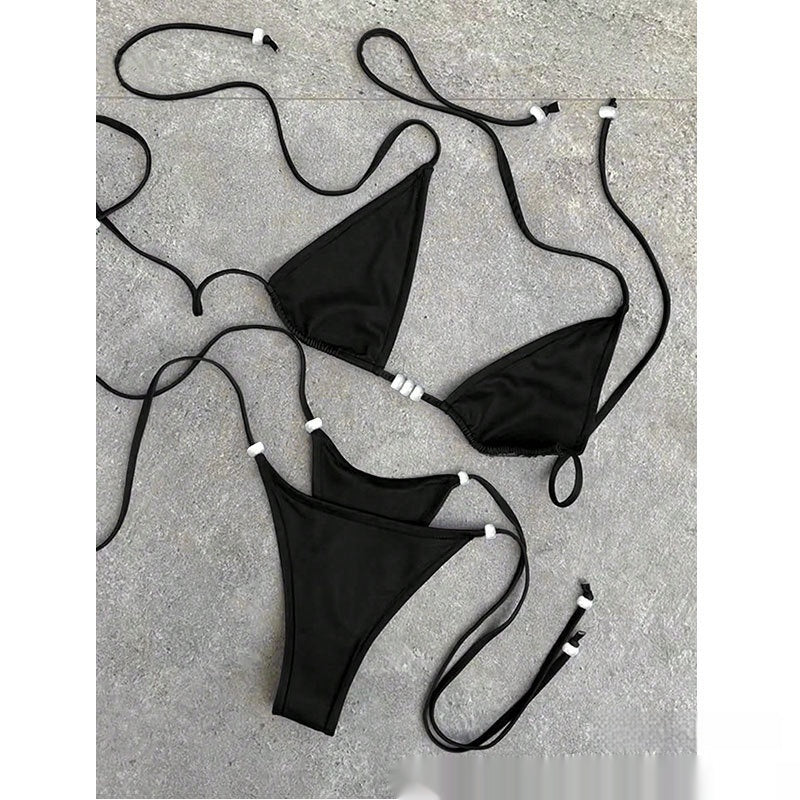 Black Micro String Bikini Set