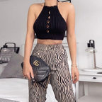 Solid Color Ribbed Halter Crop Top Vest T6950