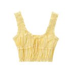 Lace and Checkered Crop Tops with High Waist Design