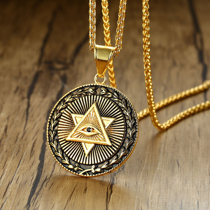 Titanium Steel God Eye Pendant Necklace for Men | Jewelry