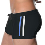 Men's Black Side-Stripe Swim Trunks