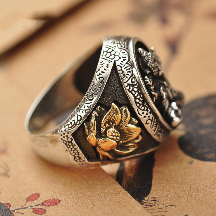 Vintage Thai Silver Elephant God Ring for Men | Jewelry