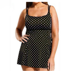 Plus Size Polka Dot Skirted Swim Dress