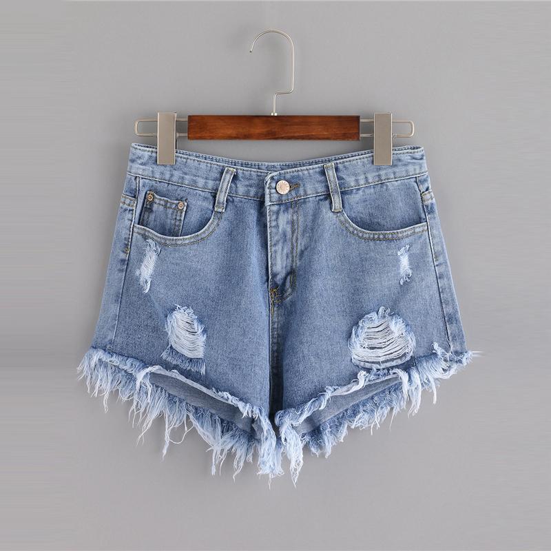 High-Waisted Distressed Denim Shorts for Women