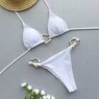 Red Triangle Bikini Set with Gold Accents
