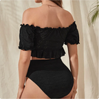 Off-Shoulder Ruffle High-Waist Bikini Set