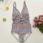 Geometric Print Halter High-Waist Bikini Set