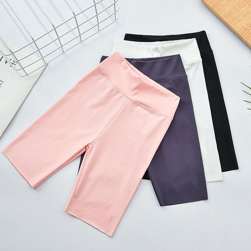 High Waist Elastic Slim Sports Shorts for Girls