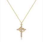 Zircon Cross Crown Pendant Necklace