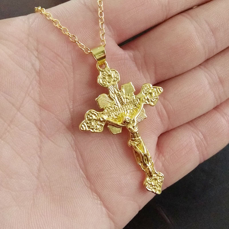 Fashion 925 Jesus Cross Pendant Necklace for Sweaters | Christian Jewelry
