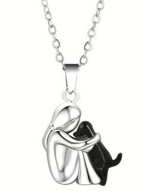 Best Friend And Dog Hugging Earrings and Necklace | Jewelry