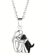 Best Friend And Dog Hugging Earrings and Necklace | Jewelry