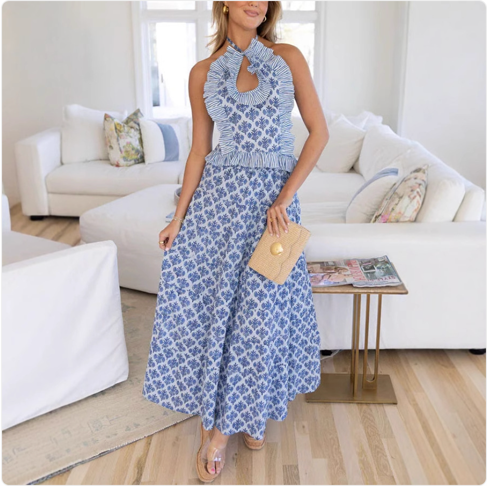 Women’s Printed Halter Top & Skirt Set