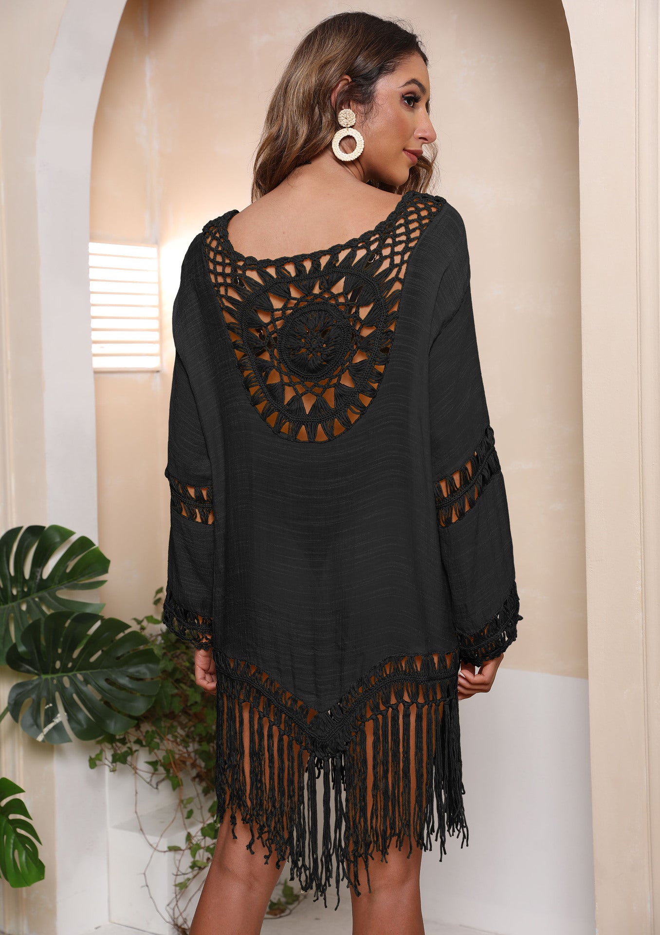 Beach Vacation Fringe Bikini Cover-Up Dress A19352