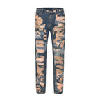 God Cow Embroidered Patch on Destruction Jeans