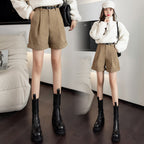 Brown Corduroy Shorts with Martin Boots for Women