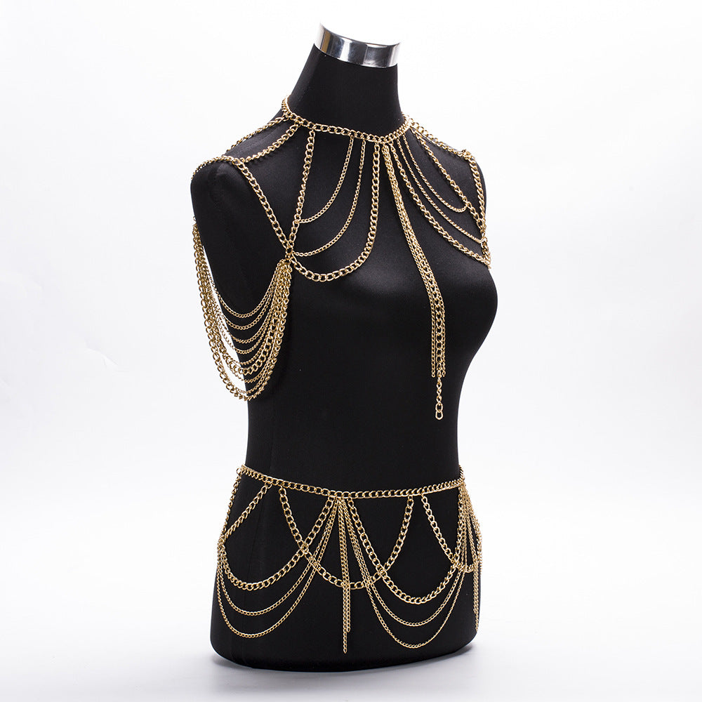 Layered Silver Chain Body Harness