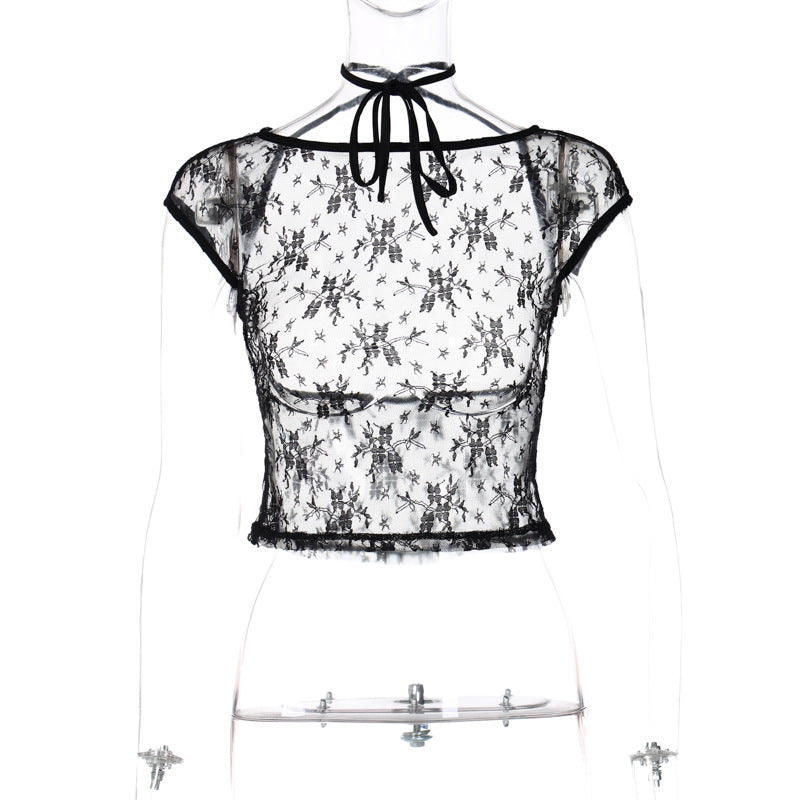 Trendy Lace Backless Crop Top for Women