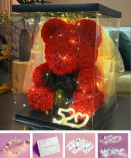 Teddy Rose Flower Bear with Box