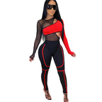 Women's Mesh Crop Top and Leggings Set