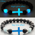 Luminous Volcanic Rock Cross Bracelet | Christian Jewelry