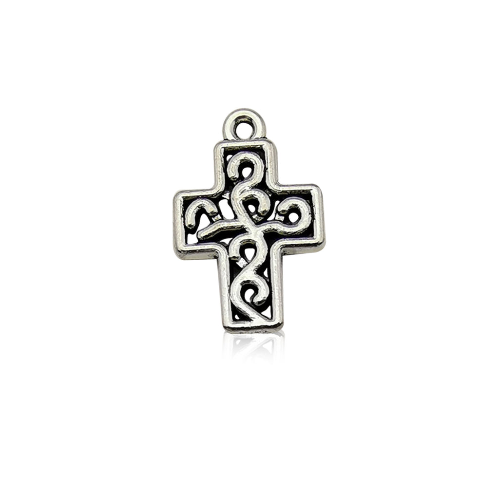 DIY Alloy Vintage Silver Cross Pendant for Jewelry