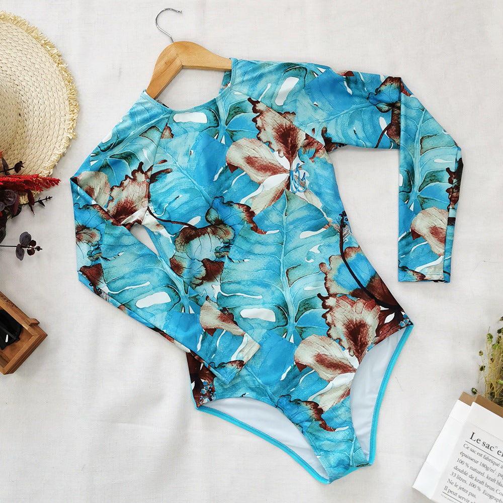 Women's Long Sleeve Printed One-Piece Swimsuit 2020
