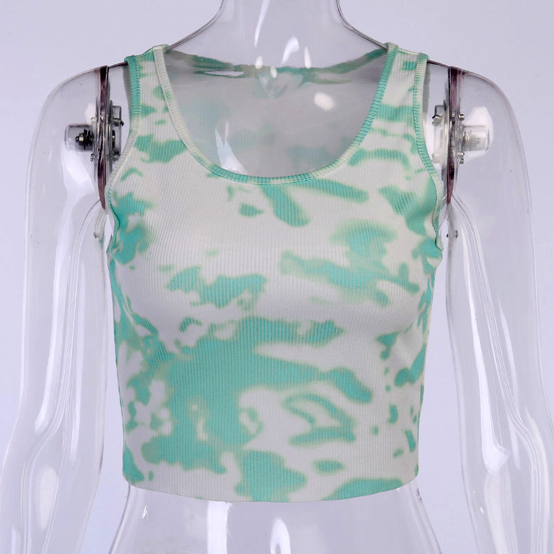 2020 Women's Backless Crop Top - Tie-Dye Design