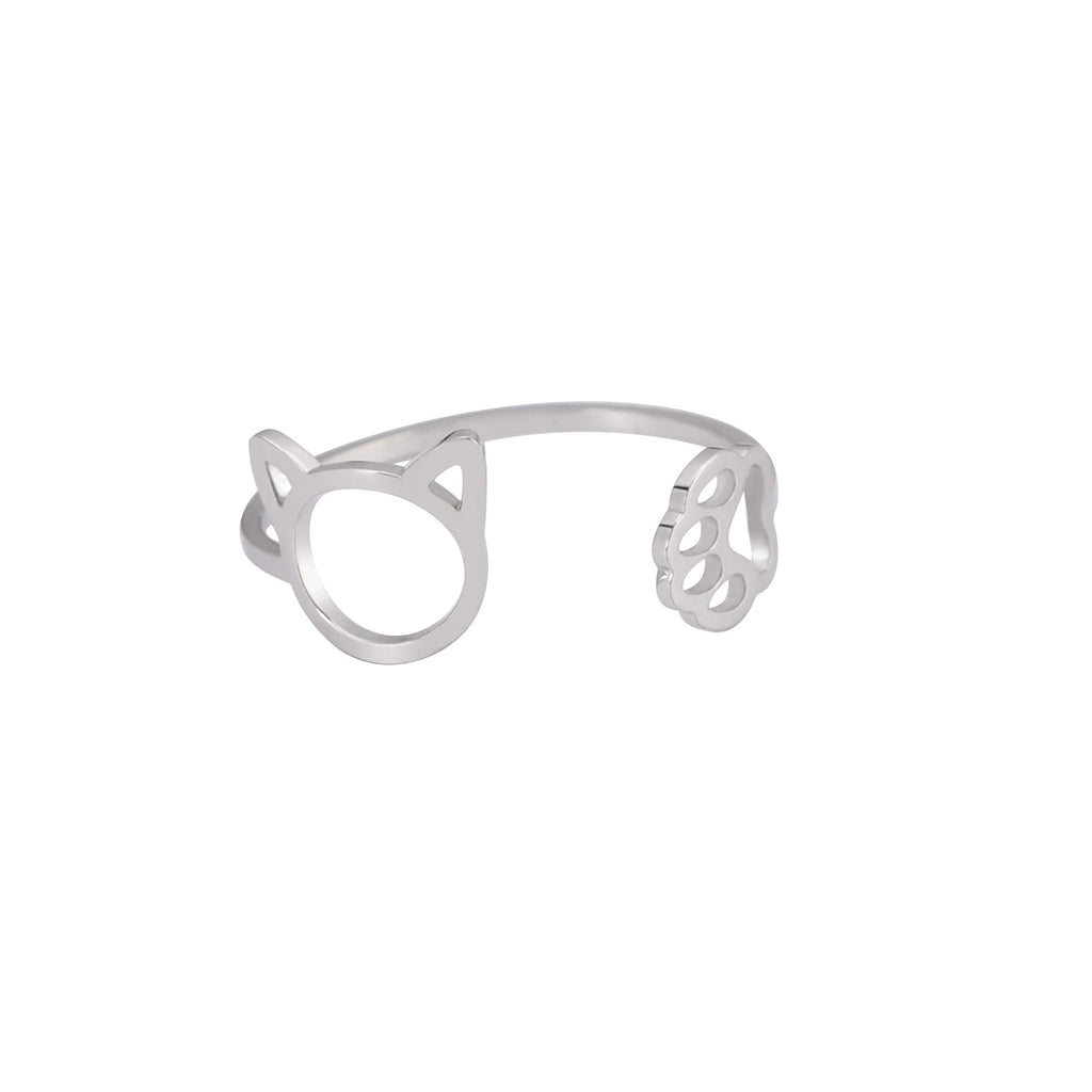 Stainless Steel Cute Cat Claw Ring