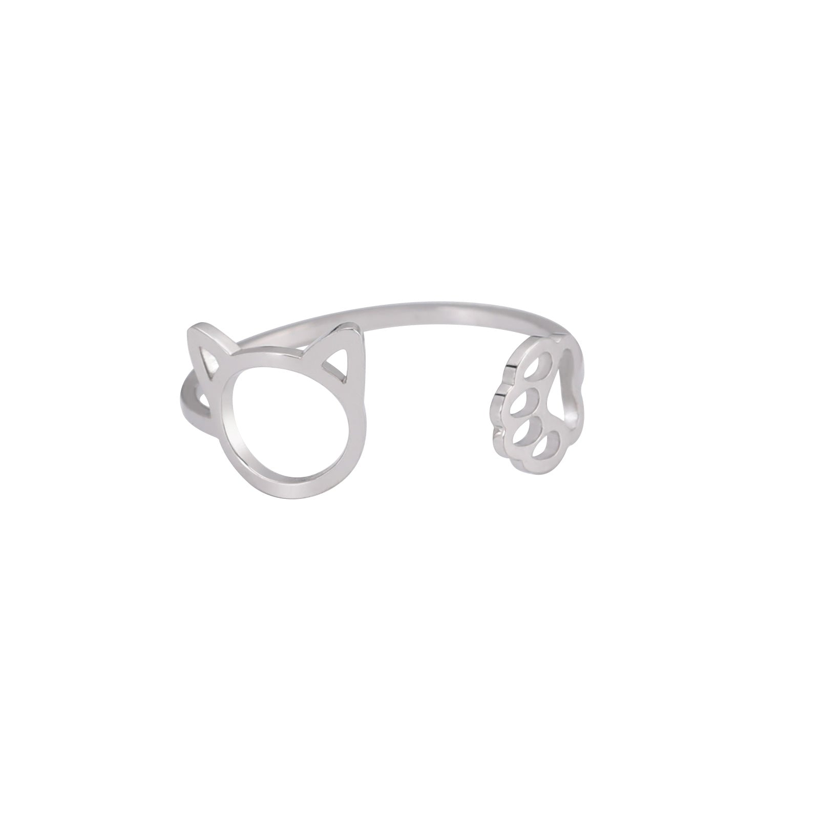 Stainless Steel Cute Cat Claw Ring
