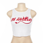 Women's Summer Sleeveless Letter Print Crop Top