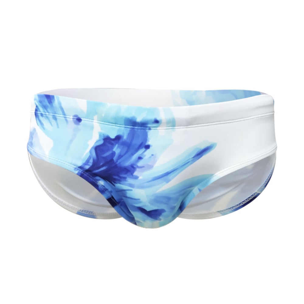 Men's Blue Watercolor Print Swim Briefs