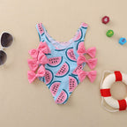 Baby Girl Watermelon Print Bow One-Piece Swimsuit