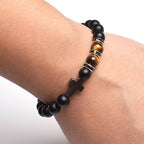 Cross Energy Volcanic Rock Amber Bracelet for All