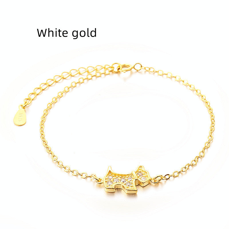 Gold Dog Bracelet with Zircon for Fashion Lovers