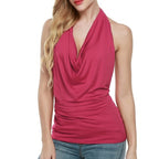 Summer Slim Backless V-neck Solid Tank Top for Women