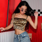 Summer Women's Cross Strap Leopard Print Tank Top