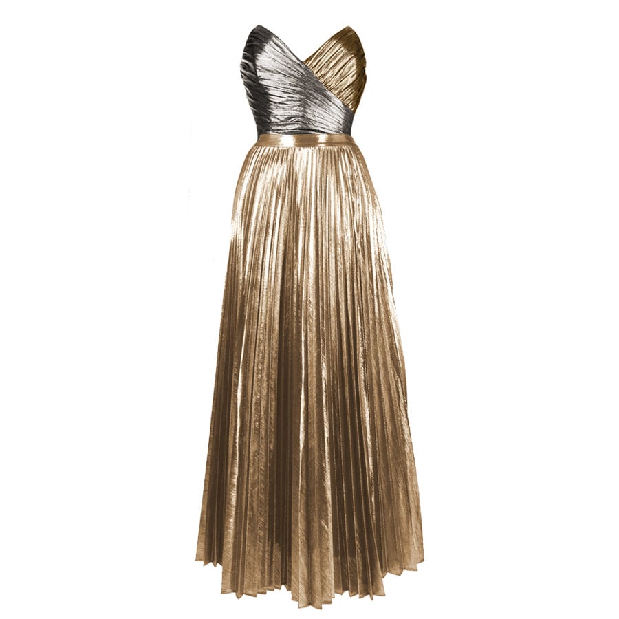 Metallic Gold and Silver Strapless One-Piece Swimsuit