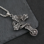 Stainless Steel Dragon Cross Pendant Necklace