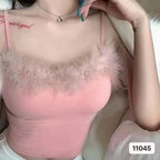 Feather-Trim Knit Camisole