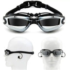 Unisex Anti-Fog Mirrored Swim Goggles with Earplugs
