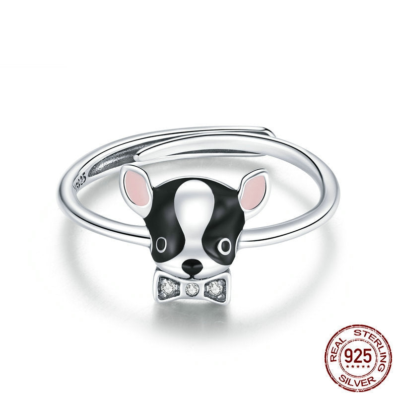 Silver Cute Dog Ring for Men and Women