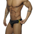 Men's White Side-Zipper Swim Briefs