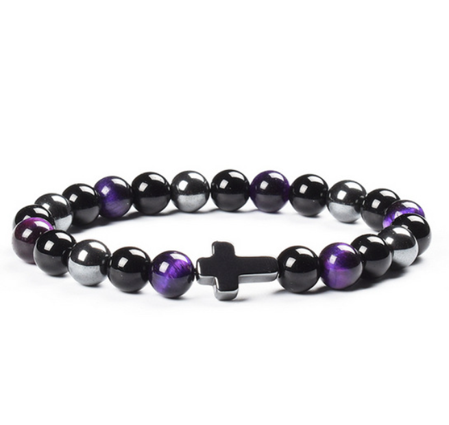 Colorful Tigereye Cross Agate Bracelet