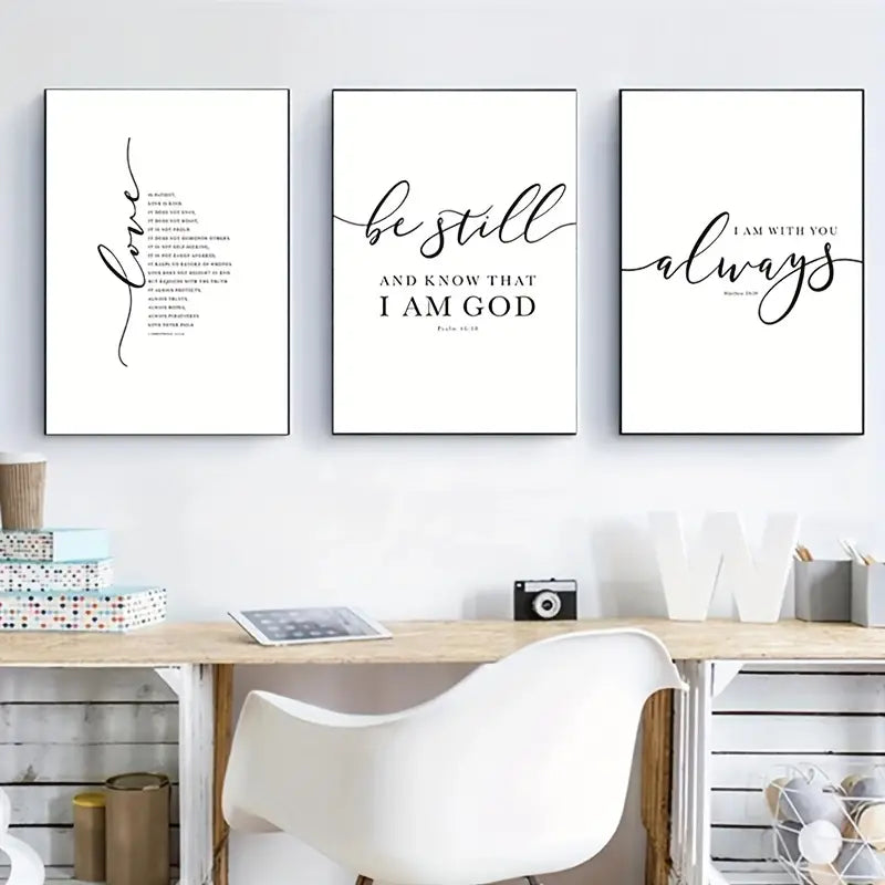 3pcs Set of Frameless Christian Bible Verse Prints | Christian Home Decor