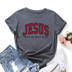 Women's JESUS Printed Loose Round Neck T-shirt | Faith Streetwear
